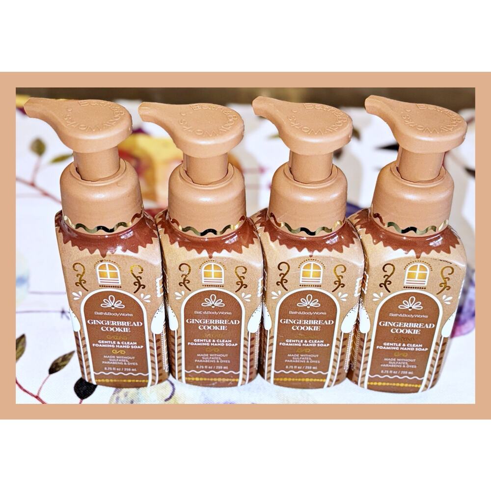 Bath & Body Works Gingerbread Cookie 8.75oz Gentle Clean Foaming Hand Soap x4